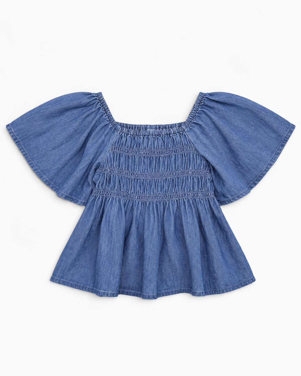 BLUSA JEAN CON MANGAS ACAMPANADAS PARA NIÑA | OLD NAVY | TALLA M (8)