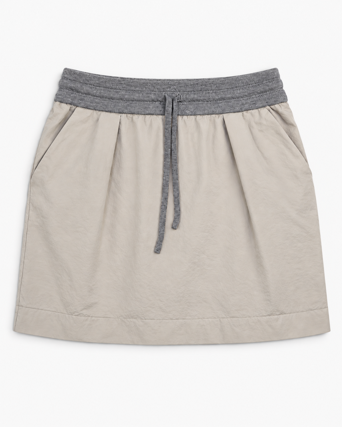 FALDA CORTA BEIGE CON CINTURA ELÁSTICA PARA MUJER | ZARA BASIC | TALLA L