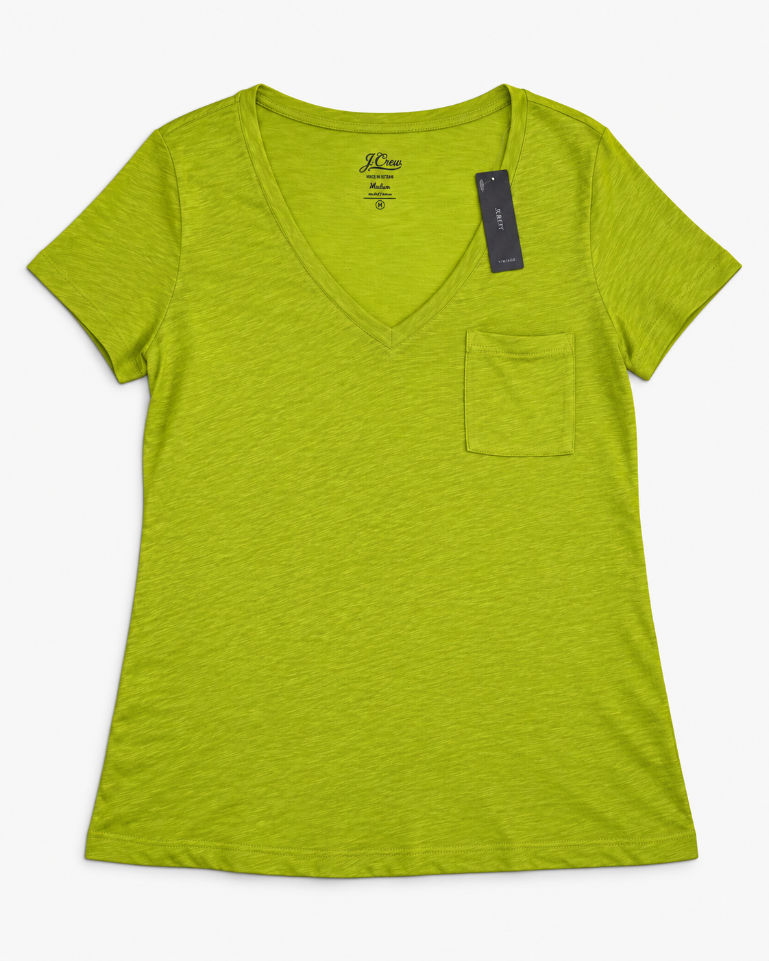 NEW | CAMISETA DE LINO VERDE LIMA CON ESCOTE EN V PARA MUJER | J.CREW | TALLA S