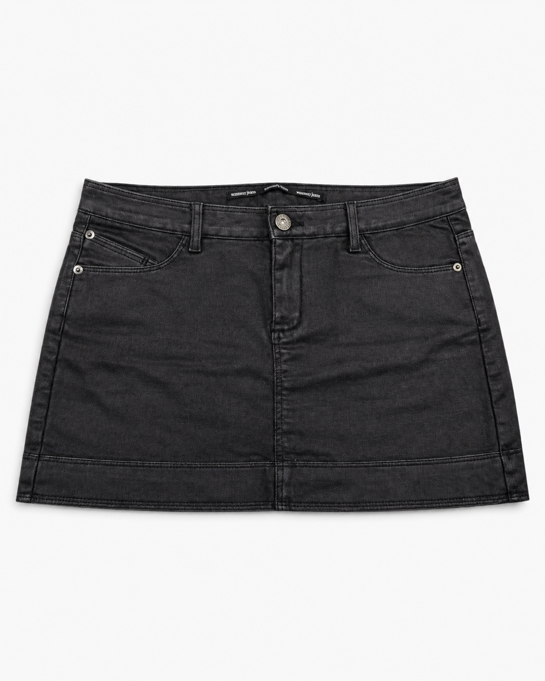 MINIFALDA JEAN NEGRA ENCERADA PARA MUJER | HIGHWAY JEANS | TALLA 9 (M)