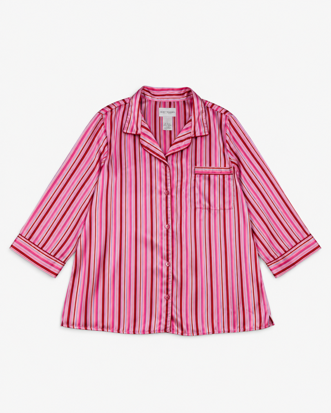 NEW | CAMISA DE PIJAMA SATINADA DE RAYAS ROSADAS PARA MUJER | JACLYN SMITH | TALLA 3X