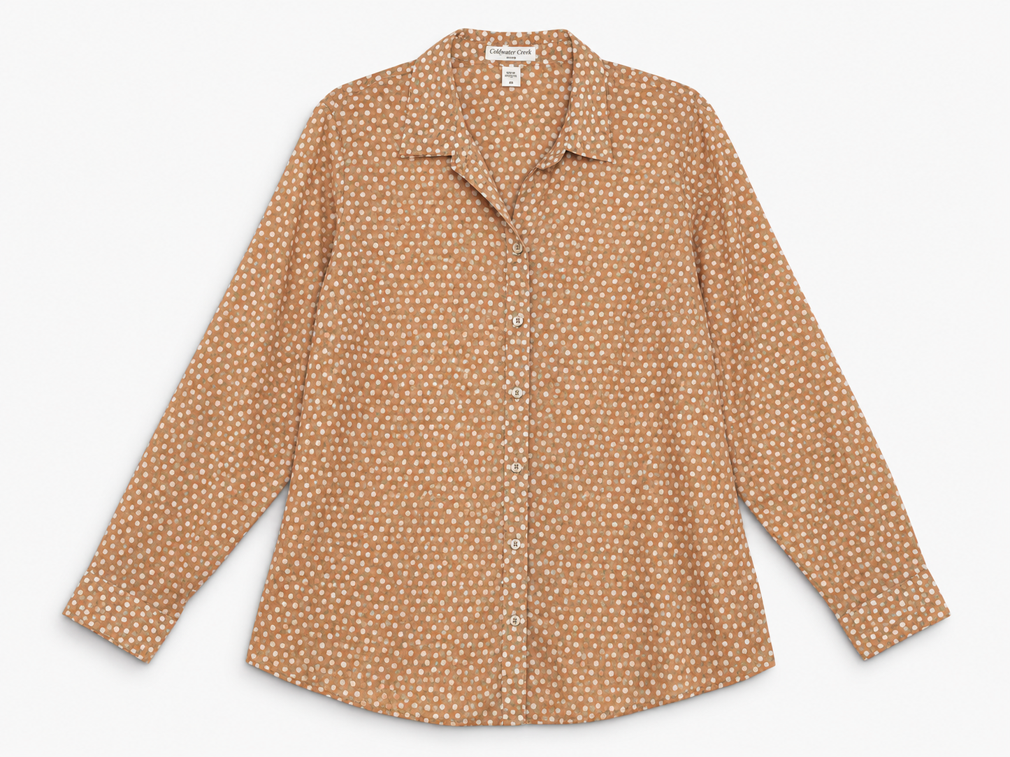 CAMISA BEIGE DE PUNTITOS | COLDWATER CREEK | TALLA XL