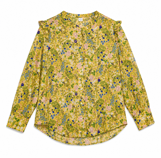 BLUSA AMARILLA CON ESTAMPADO FLORAL DE MANGAS LARGAS | OLD NAVY | TALLA XL