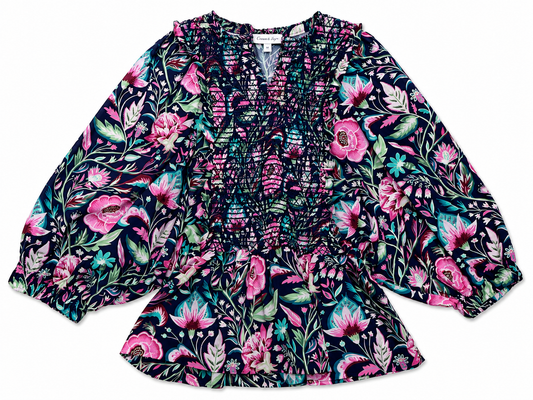BLUSA FLORAL CON DETALLE FRUNCIDO | CROWN & IVY | TALLA L