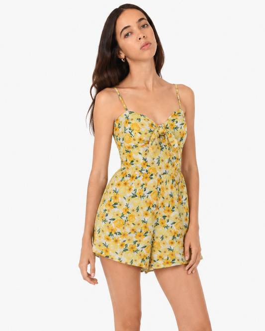 ROMPER AMARILLO CON ESTAMPADO DE FLORES | A.W.N. | TALLA XS