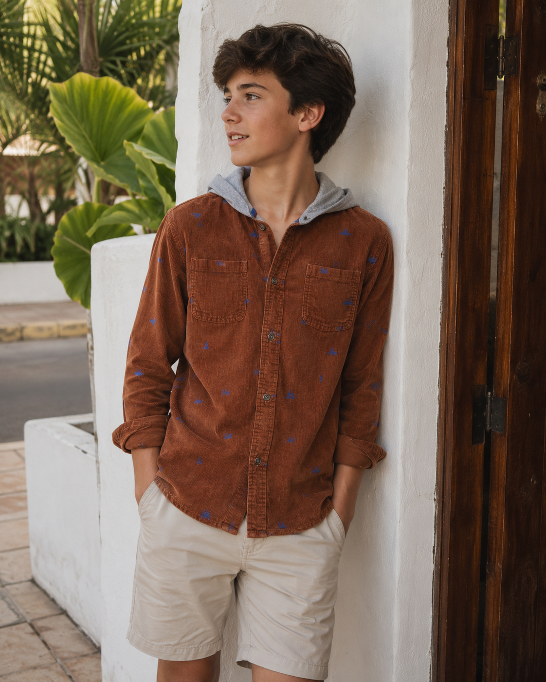 CAMISA DE CORDUROY CON CAPUCHA | OSHKOSH B’GOSH | TALLA 14 AÑOS