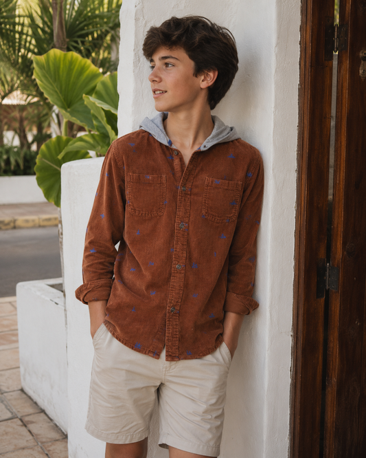 CAMISA DE CORDUROY CON CAPUCHA | OSHKOSH B’GOSH | TALLA 14 AÑOS