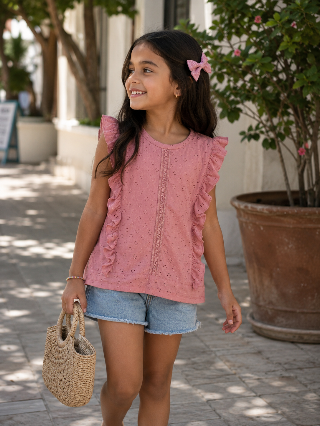 BLUSA ROSADA CON VOLANTES PARA NIÑAS | STUNN’D | TALLA M