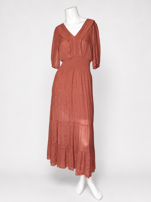 VESTIDO LARGO COLOR TERRACOTA | KINGS ROAD | TALLA S