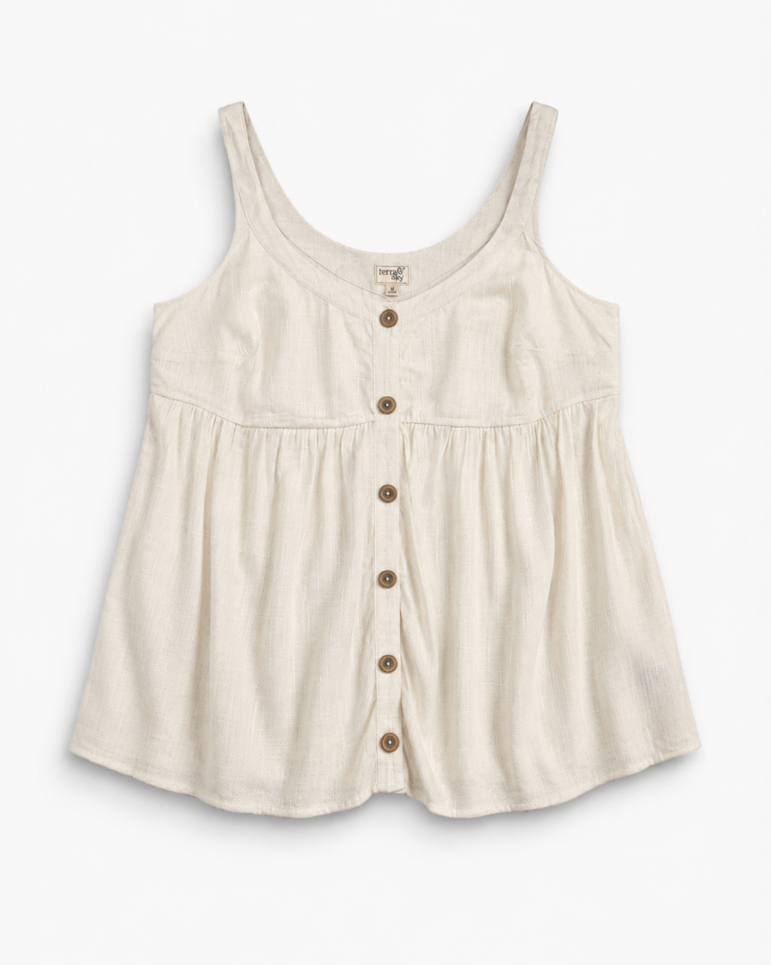 BLUSA DE MEZCLA DE LINO SIN MANGAS | TERRA & SKY | TALLA 14W (0XL)