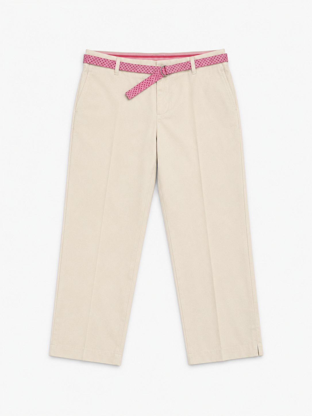 PANTALÓN CAPRI CREMA CON CINTURÓN ROSADO | JONES NEW YORK SIGNATURE | TALLA 16 (XL)