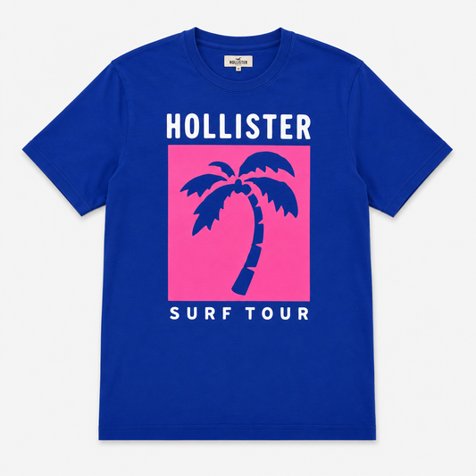 CAMISETA AZUL CON ESTAMPADO SURF TOUR | HOLLISTER | TALLA M