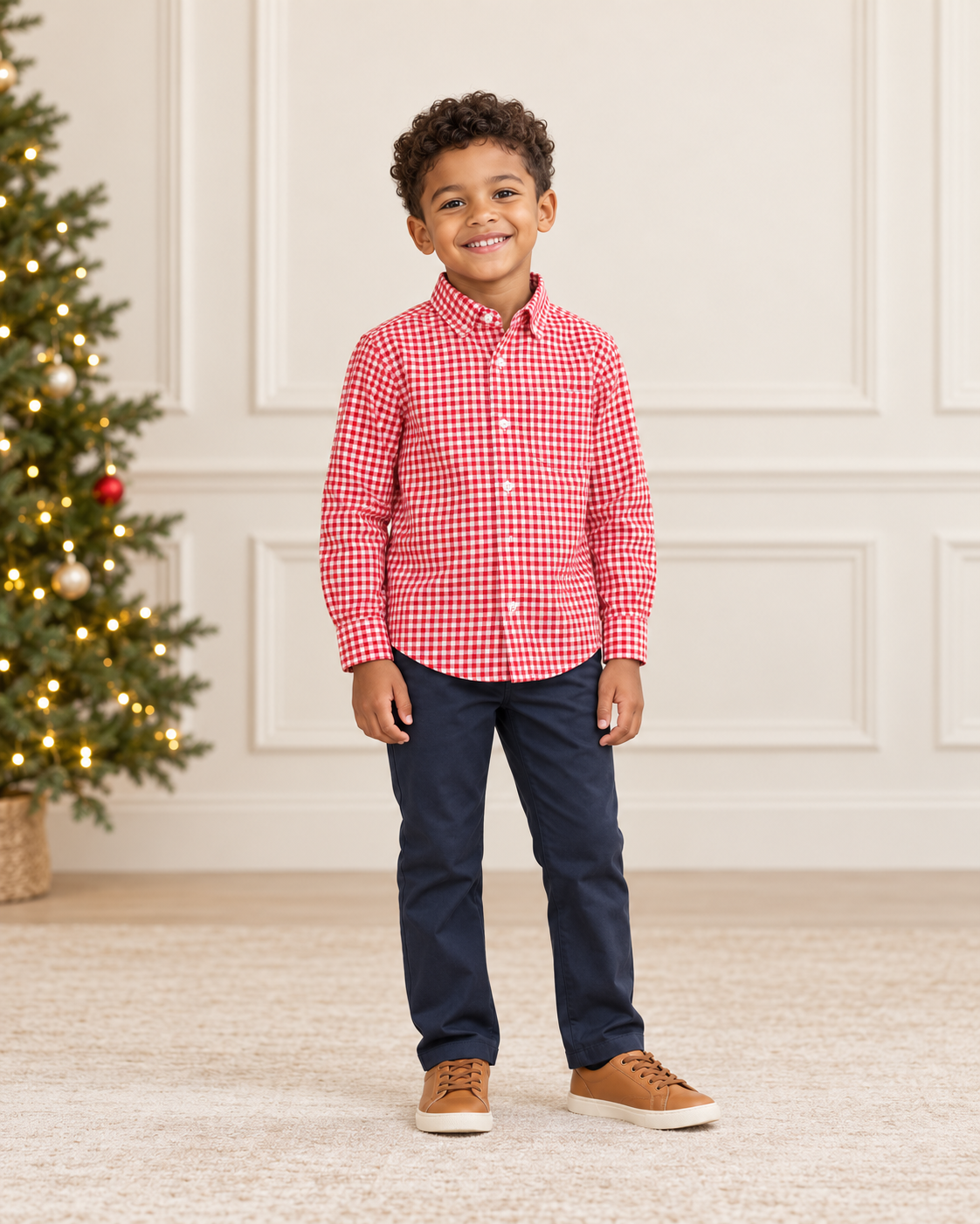 CAMISA DE CUADROS ROJOS MANGAS LARGAS PARA NIÑO | CAT & JACK | TALLA S (6/7)