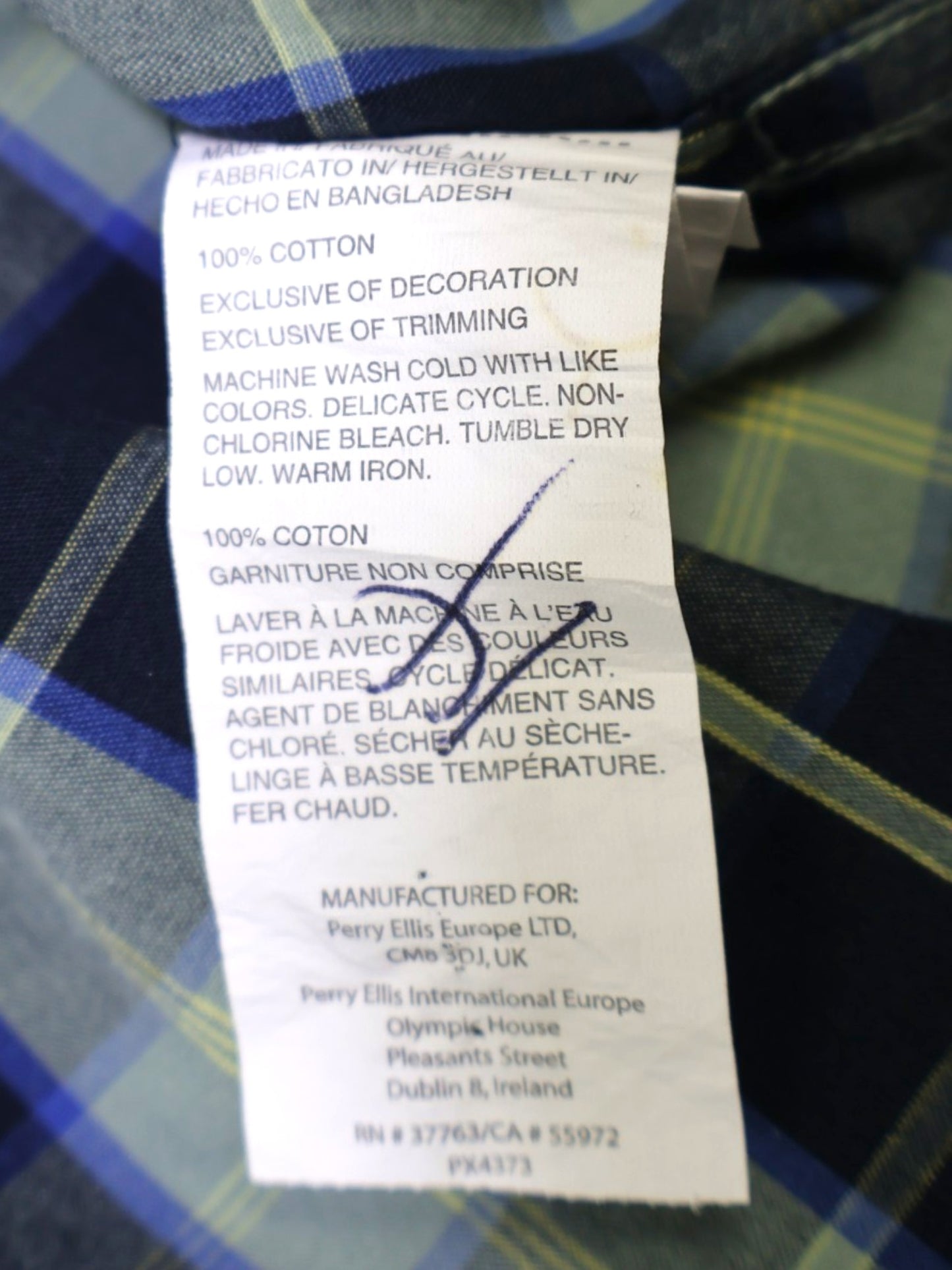 CAMISA DE CUADROS MANGA CORTA | PERRY ELLIS | TALLA M