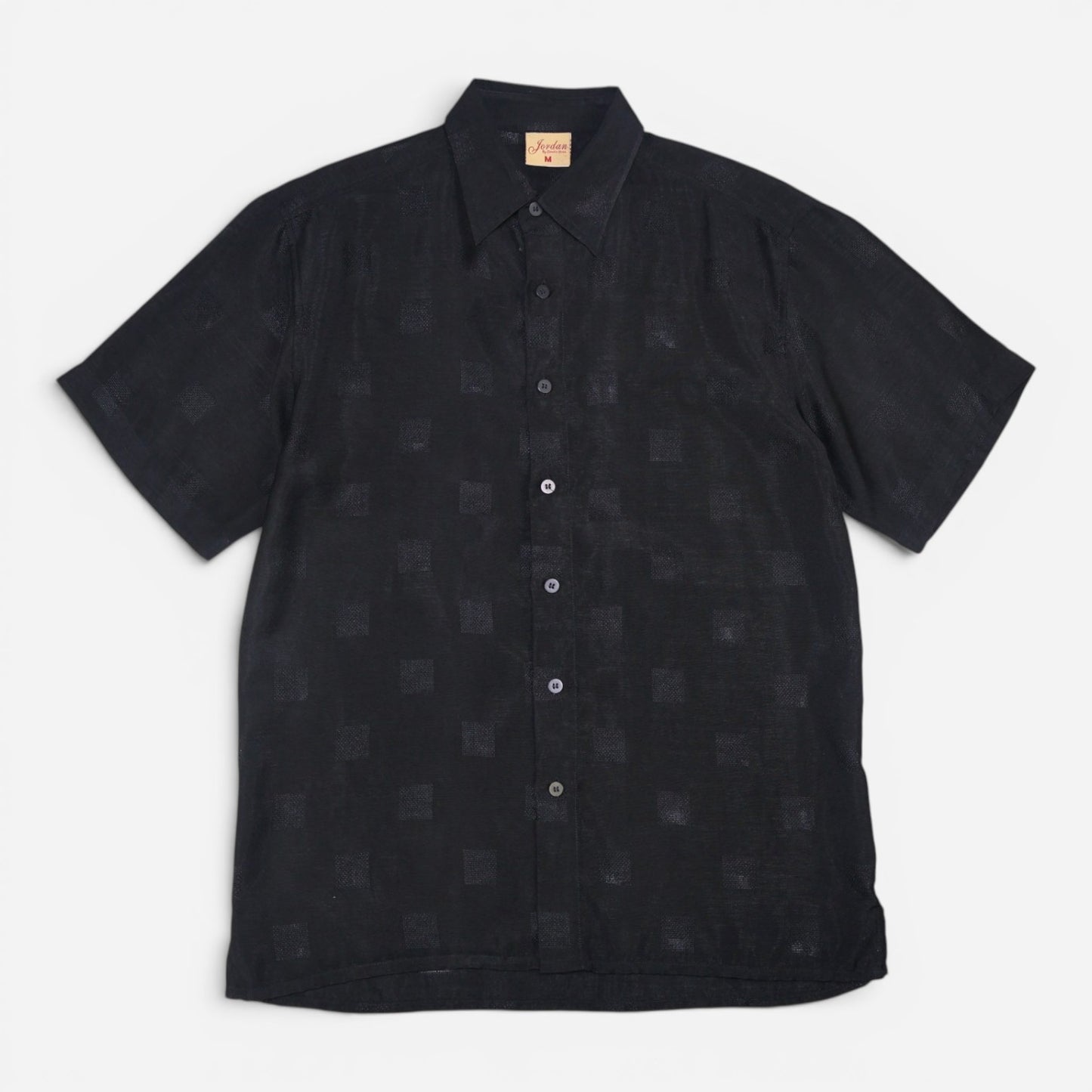 CAMISA NEGRA MANGA CORTA CON TEXTURA DE CUADROS | JORDAN | TALLA M