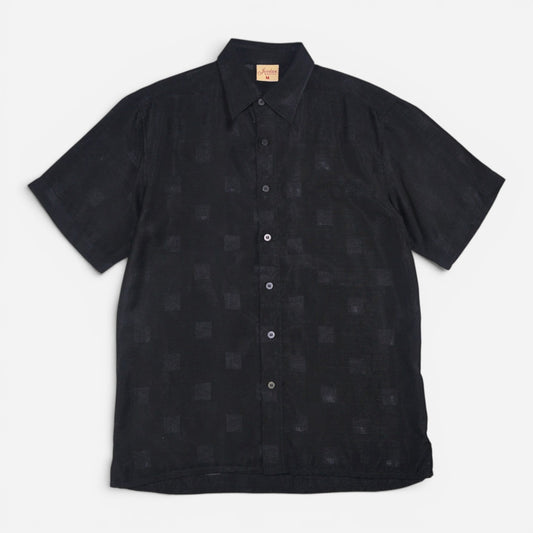 CAMISA NEGRA MANGA CORTA CON TEXTURA DE CUADROS | JORDAN | TALLA M