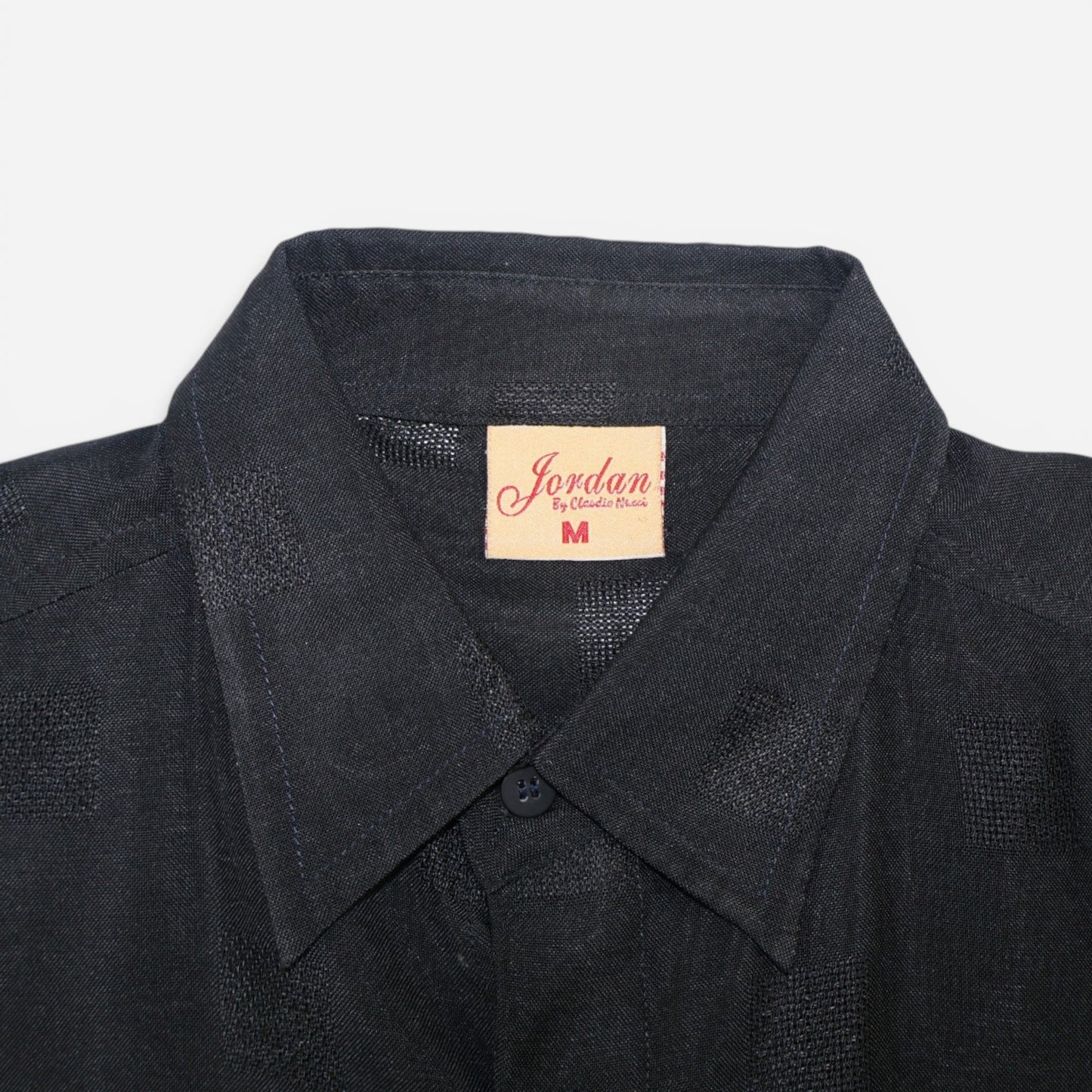 CAMISA NEGRA MANGA CORTA CON TEXTURA DE CUADROS | JORDAN | TALLA M