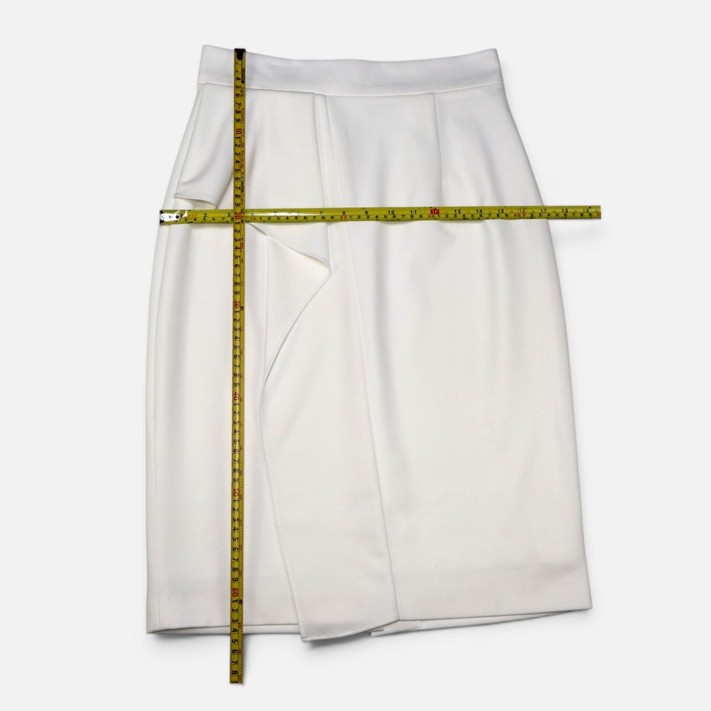 FALDA BLANCA TIPO LÁPIZ CON DETALLE DRAPEADO | ANTONIO MELANI | TALLA 4 (S)