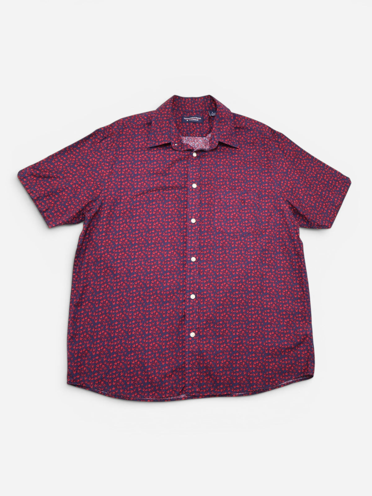 Camisa azul marino de mangas cortas con estampado para hombre Roundtree & Yorke talla L, foto 2