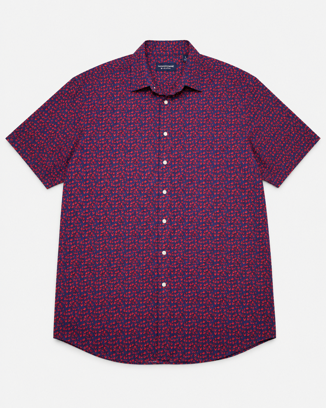 Camisa azul marino de mangas cortas con estampado para hombre Roundtree & Yorke talla L, ropa de segunda mano en República Dominicana