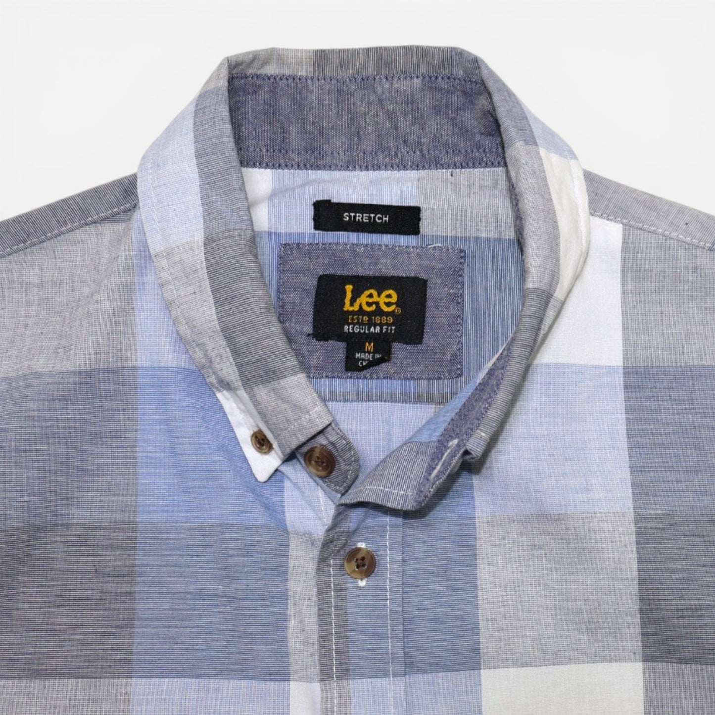 CAMISA MANGA CORTA DE CUADROS AZUL Y GRIS | LEE | TALLA M