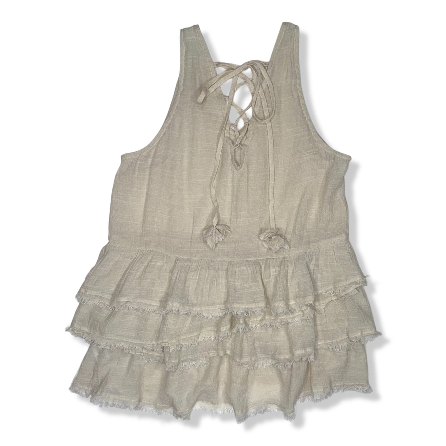 TOP CON ESCOTE ENTRELAZADO Y VOLANTES | ENTRO | S