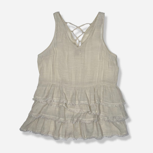 TOP CON ESCOTE ENTRELAZADO Y VOLANTES | ENTRO | S