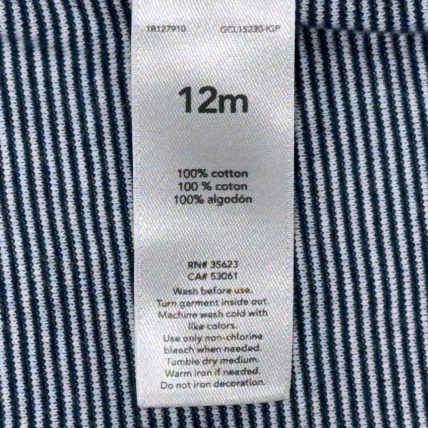 ENTERIZO DE RAYAS PARA BEBÉS MANGAS CORTAS | CARTER’S | TALLA 12M