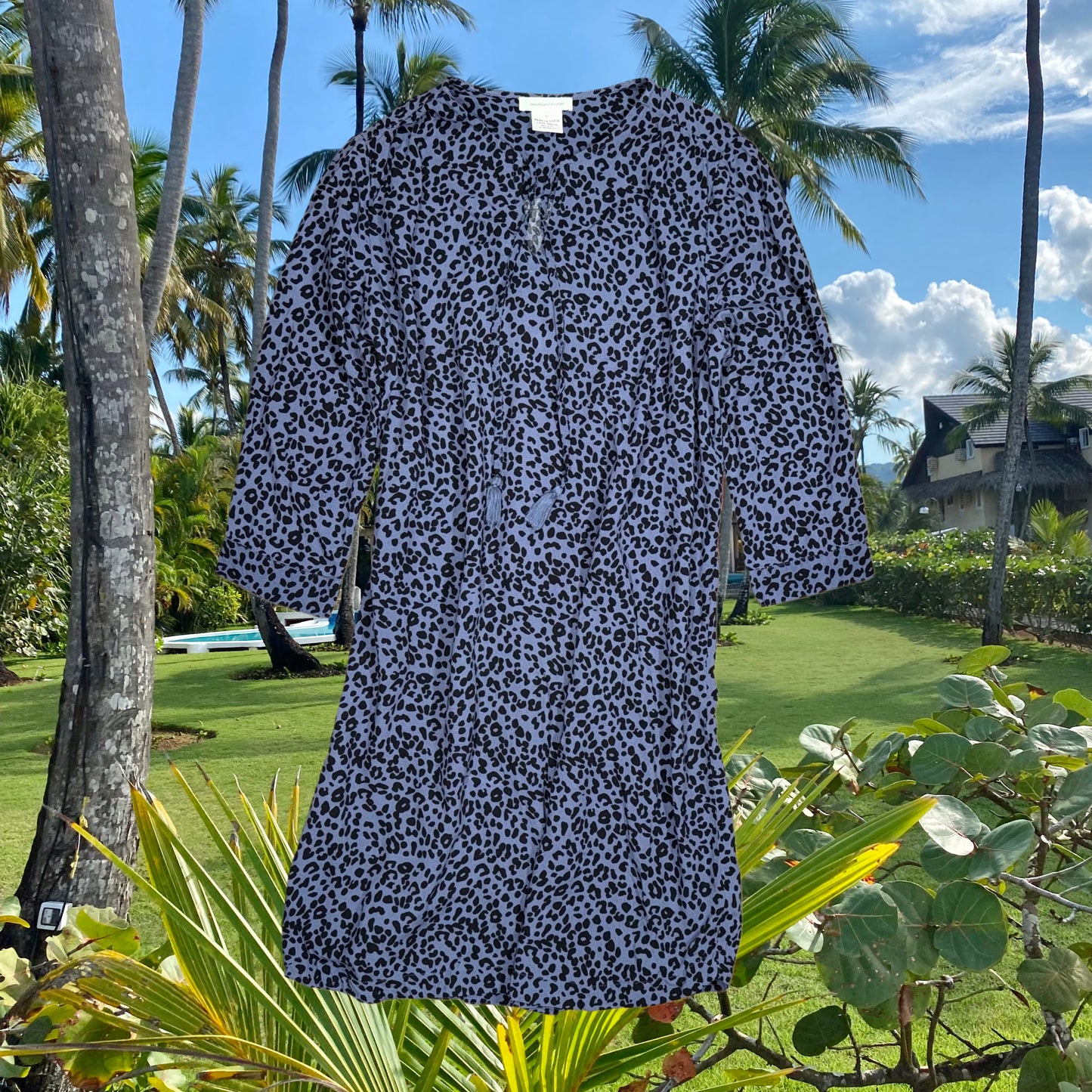 VESTIDO ANIMAL PRINT AZUL | BEACH LUNCH LOUNGE | M