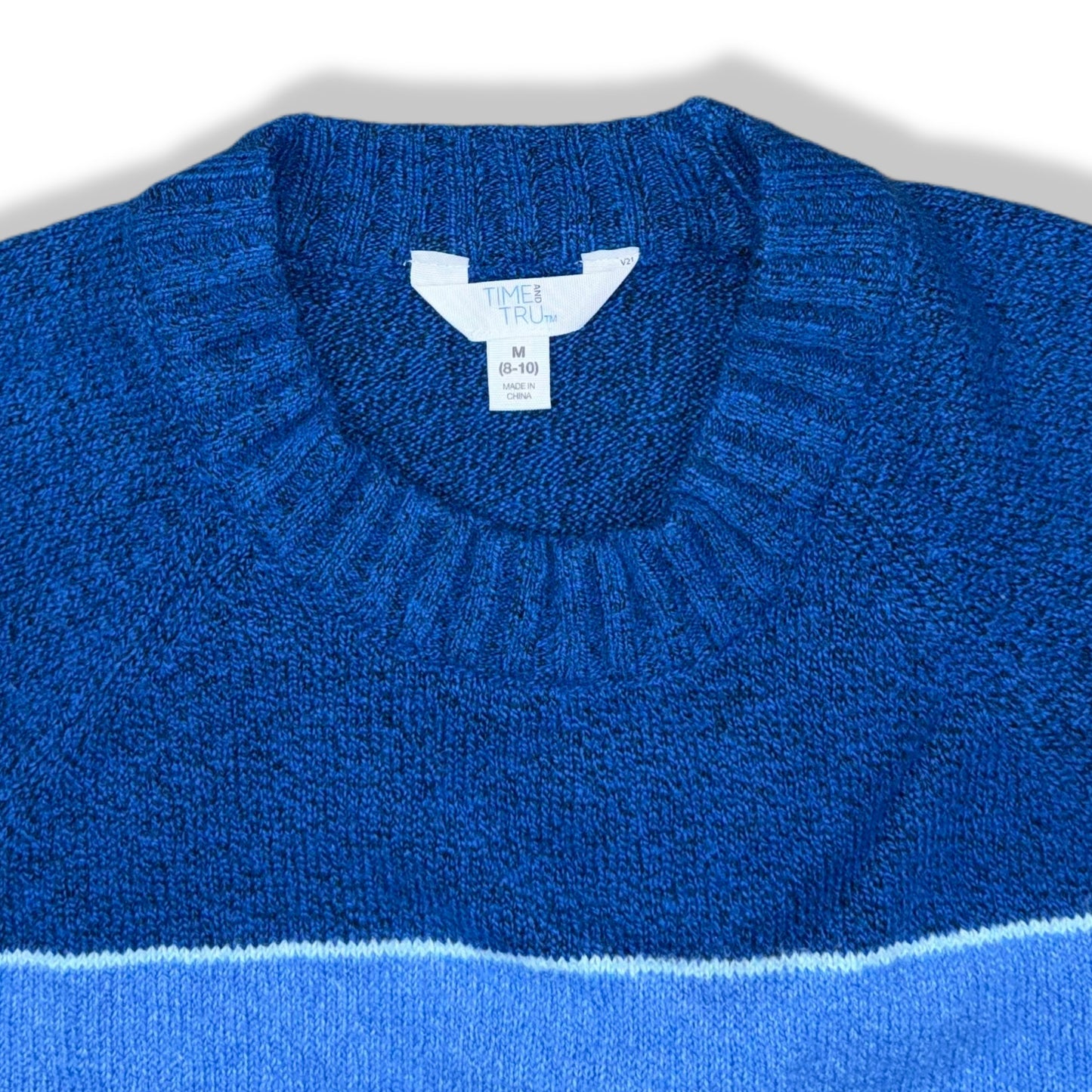 SWEATER DE RAYAS AZULES PARA MUJER | TIME AND TRU | TALLA M (8–10)