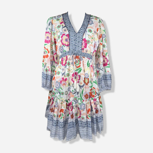 VESTIDO CORTO ESTAMPADO FLORAL BOHO | KAKTUS | M