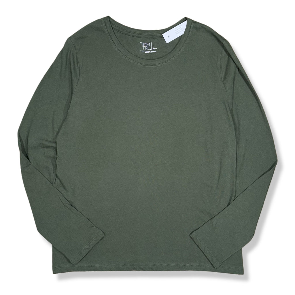 CAMISETA MANGA LARGA VERDE OLIVA | TIME AND TRU | TALLA L