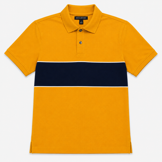 POLO COLOR MOSTAZA CON FRANJA NEGRA | BANANA REPUBLIC | TALLA S