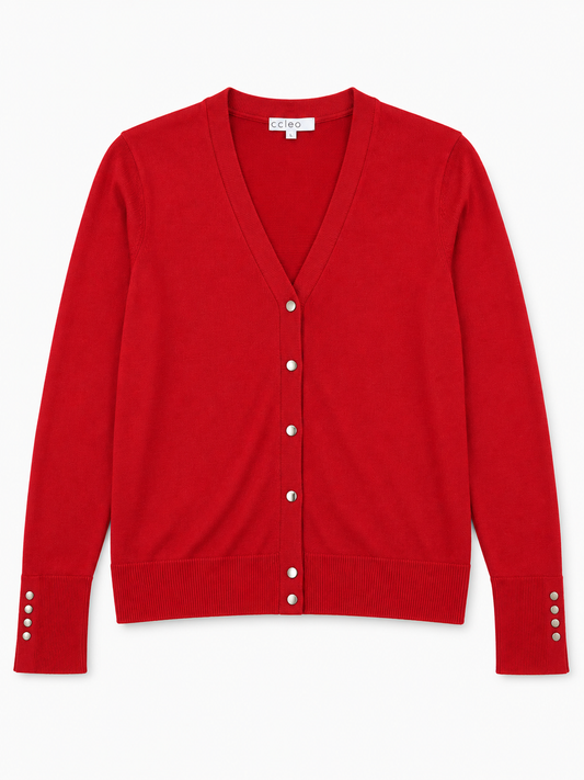 CARDIGAN ROJO CON BOTONES FRONTALES | CLEO | TALLA XL