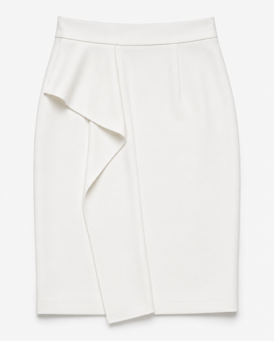 FALDA BLANCA TIPO LÁPIZ CON DETALLE DRAPEADO | ANTONIO MELANI | TALLA 4 (S)