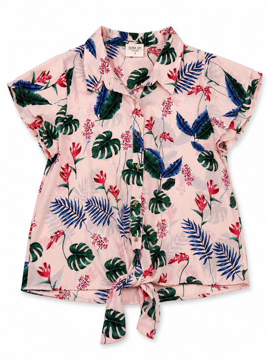 CAMISA MANGA CORTA CON ESTAMPADO TROPICAL | SIENNA SKY | TALLA S