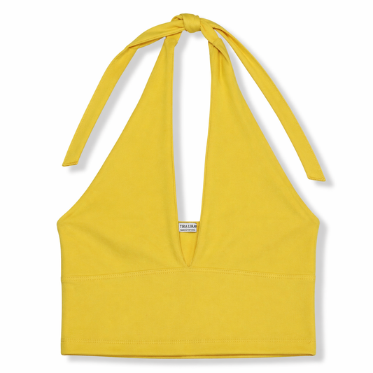 CROP TOP TIPO HALTER AMARILLO | STRADIVARIUS | TALLA M