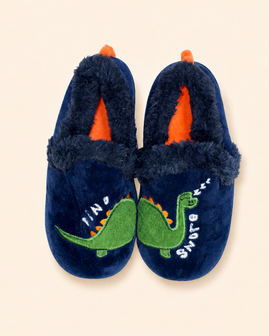 PANTUFLAS PARA NIÑOS CON DISEÑO DE DINOSAURIO | TALLA 11–12