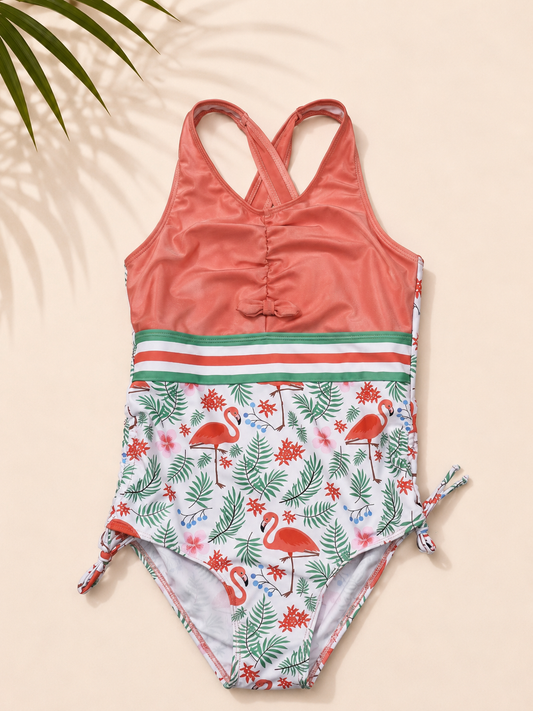 TRAJE DE BAÑO CON ESTAMPADO DE FLAMENCO PARA NIÑA | TALLA 11