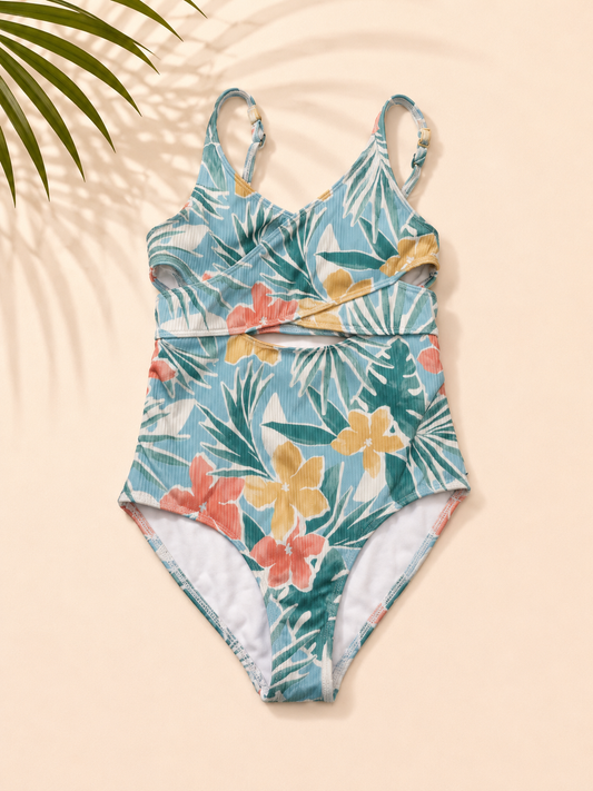 TRAJE DE BAÑO CON ESTAMPADO TROPICAL PARA NIÑA | ABERCROMBIE KIDS | TALLA 9/10