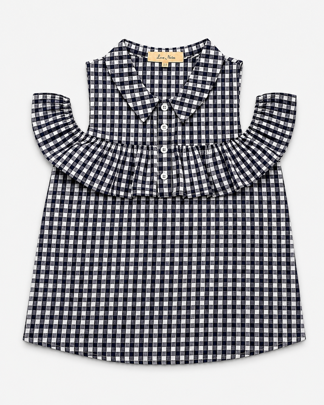 BLUSA DE CUADROS CON HOMBROS DESCUBIERTOS | LOVE NOTES | TALLA L