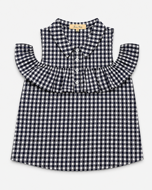 BLUSA DE CUADROS CON HOMBROS DESCUBIERTOS | LOVE NOTES | TALLA L
