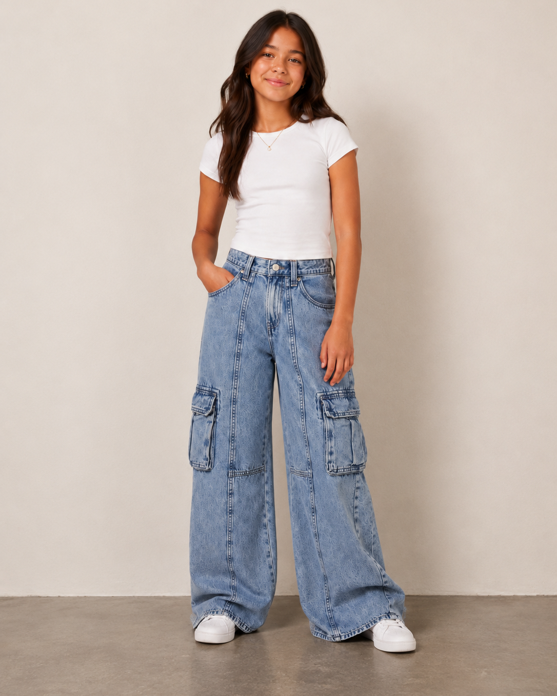 JEAN CARGO BAGGY DE TIRO ALTO PARA ADOLESCENTES | OLD NAVY | TALLA 14 AÑOS