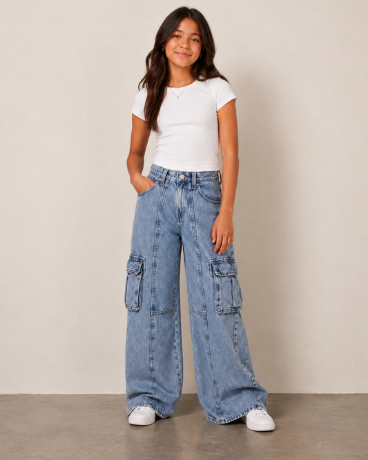 JEAN CARGO BAGGY DE TIRO ALTO PARA ADOLESCENTES | OLD NAVY | TALLA 14 AÑOS