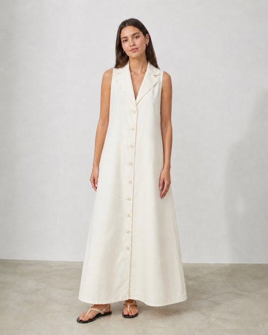 VESTIDO CREMA CON ESPALDA ABIERTA | TALLA M