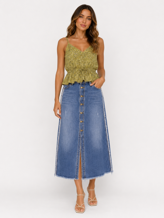 TOP DE TIRANTES VERDE CON ESTAMPADO | SIENNA SKY | TALLA S
