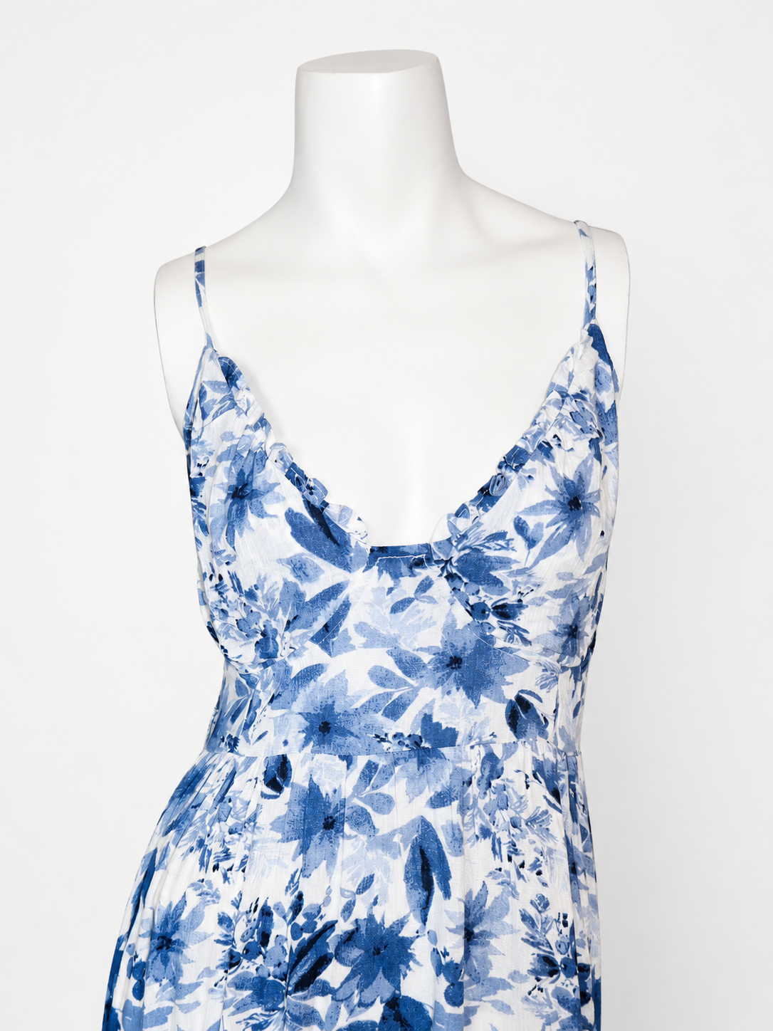 VESTIDO MIDI FLORAL AZUL Y BLANCO | SPLA | TALLA S