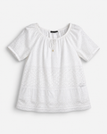 BLUSA BLANCA CON BORDADO CALADO PARA MUJER | LAUREN RALPH LAUREN | TALLA L