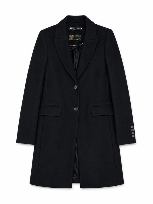 ABRIGO NEGRO ESTRUCTURADO | ZARA | TALLA XS