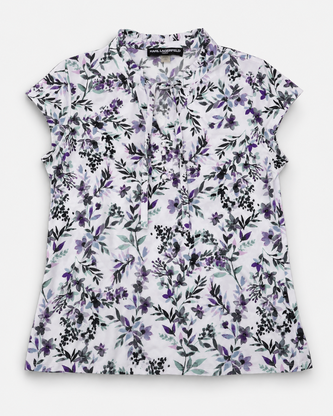 BLUSA FLORAL CON LAZO EN EL CUELLO PARA MUJER | KARL LAGERFELD PARIS | TALLA L